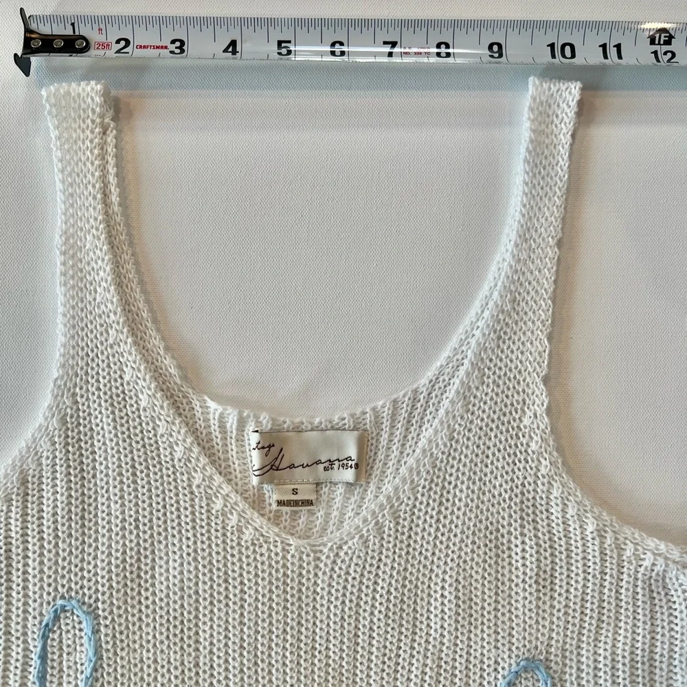 Vintage Havana Knit Tank Top with Blue 'Beach’ Embroidery Sweater Tank Small - Picture 7 of 9